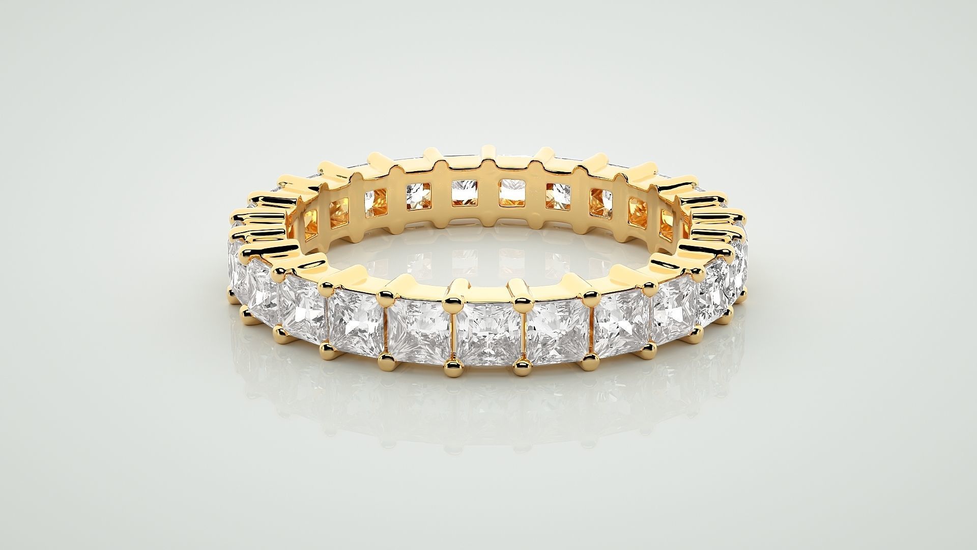 Princess Eternity Band Diamond Ring 3dm stl render detail 3D print model_7