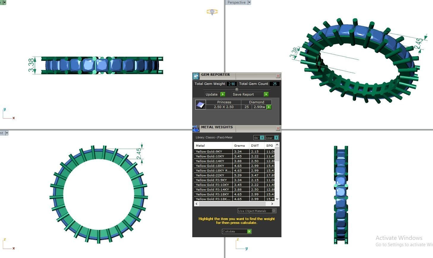 Princess Eternity Band Diamond Ring 3dm stl render detail 3D print model_3