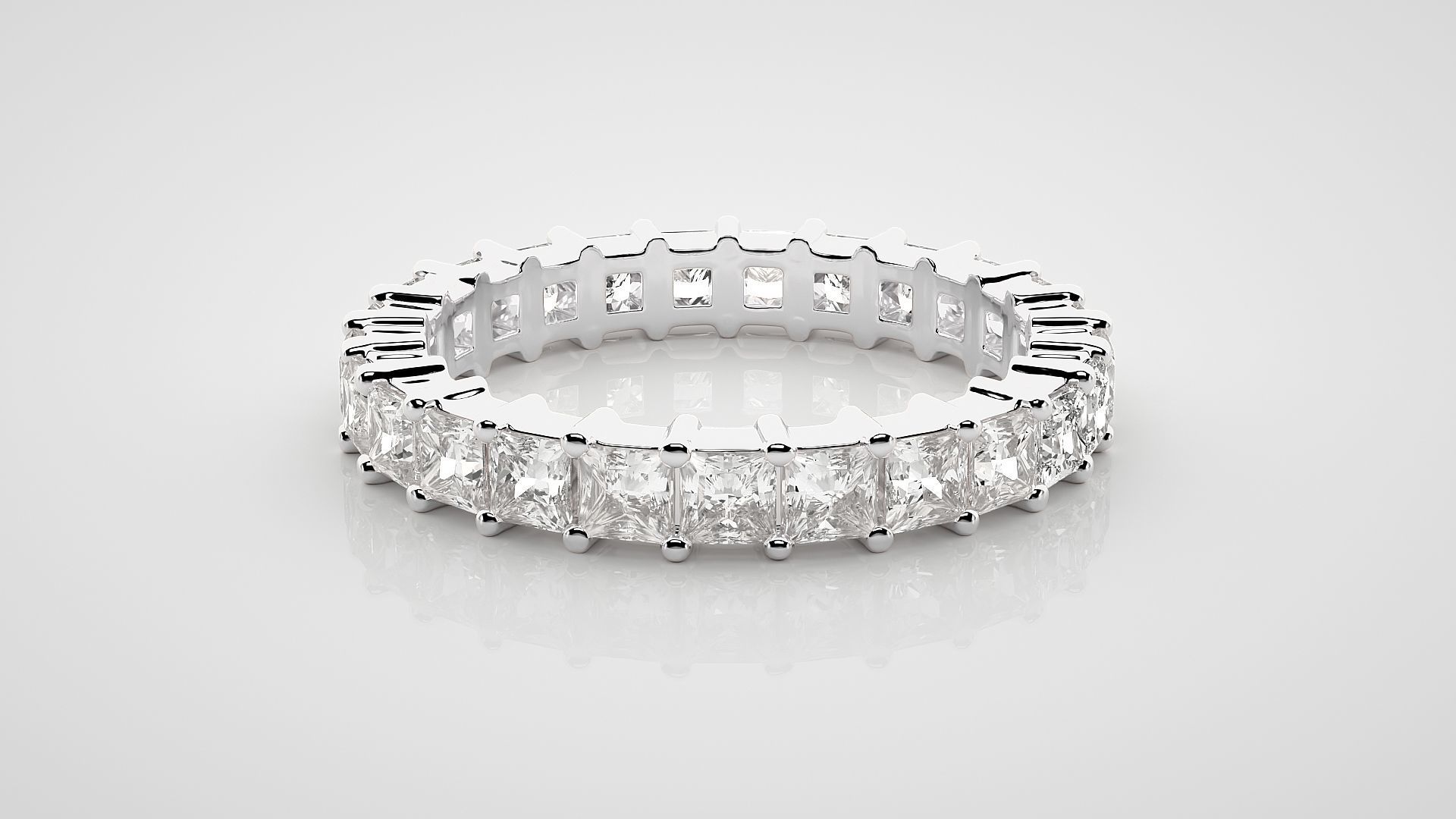 Princess Eternity Band Diamond Ring 3dm stl render detail 3D print model_4