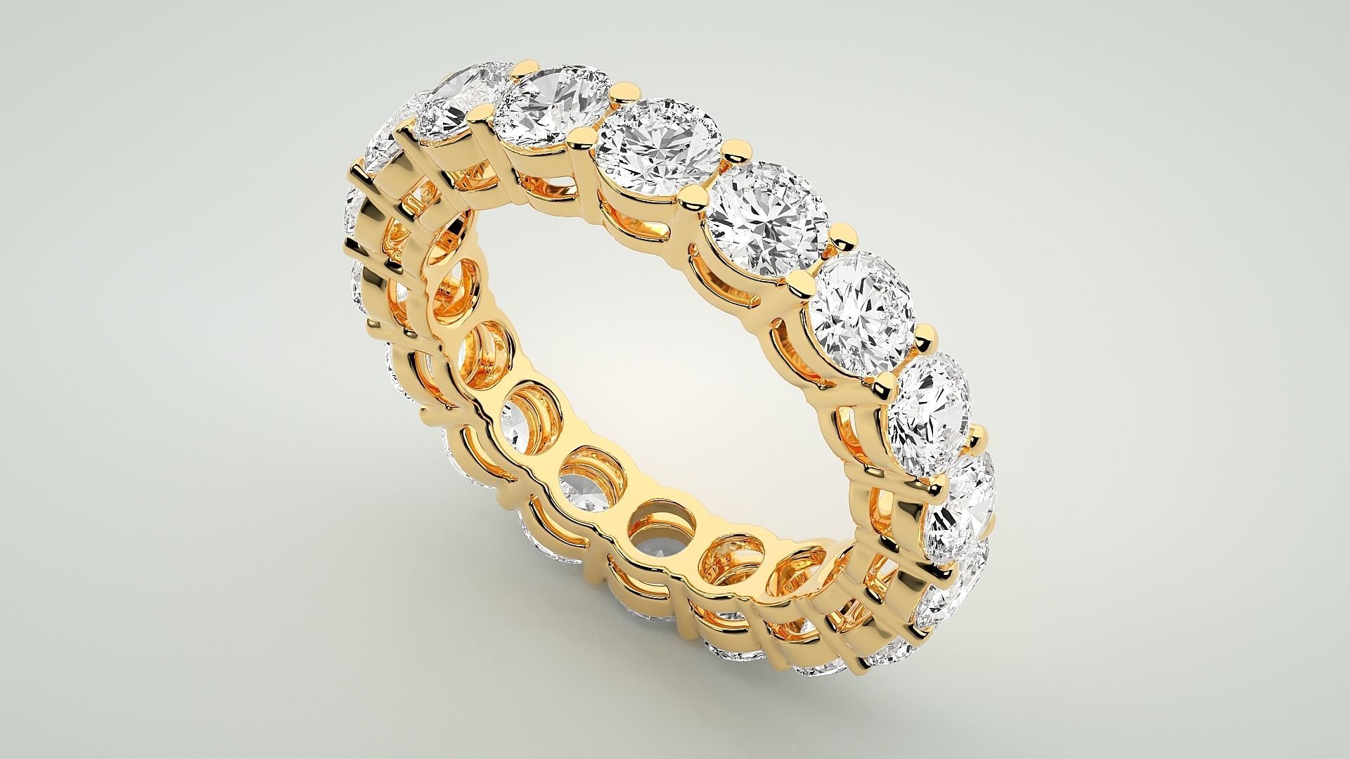 Eternity Band Diamond Ring 3dm stl render detail 3D print model_9