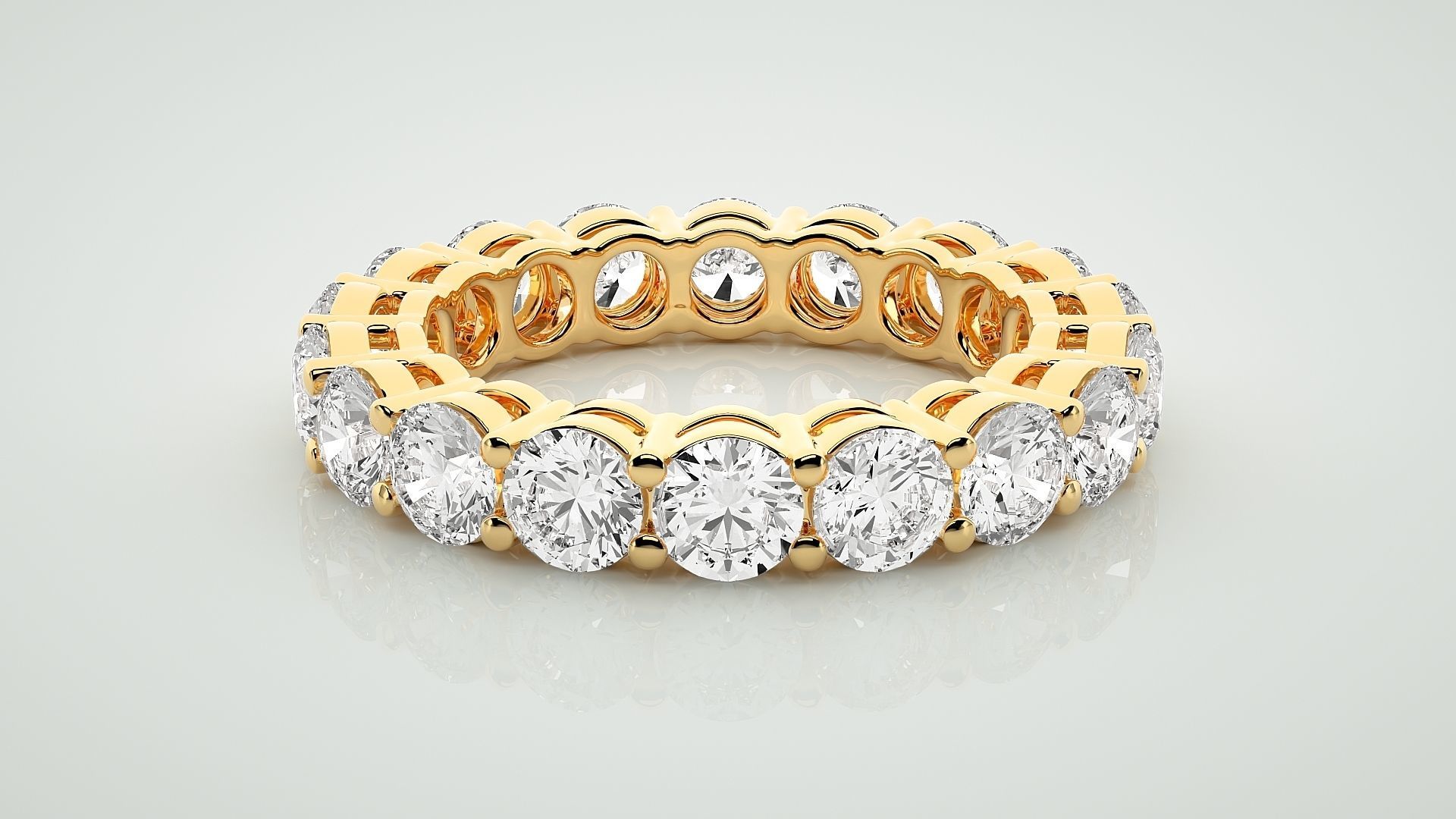 Eternity Band Diamond Ring 3dm stl render detail 3D print model_7