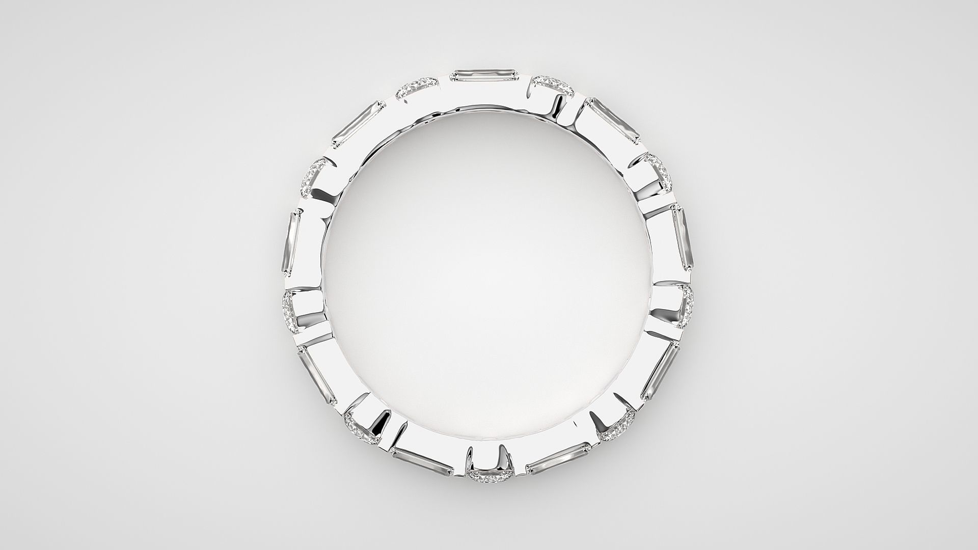 Baguette Eternity Band Diamond Ring 3dm stl render detail 3D print model_5