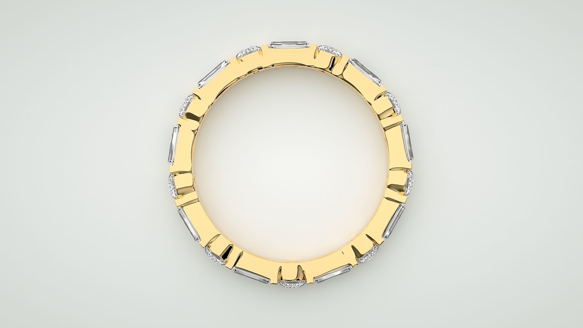 Baguette Eternity Band Diamond Ring 3dm stl render detail 3D print model_8