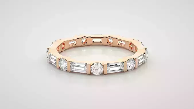 Baguette Eternity Band Diamond Ring 3dm stl render detail 3D print model