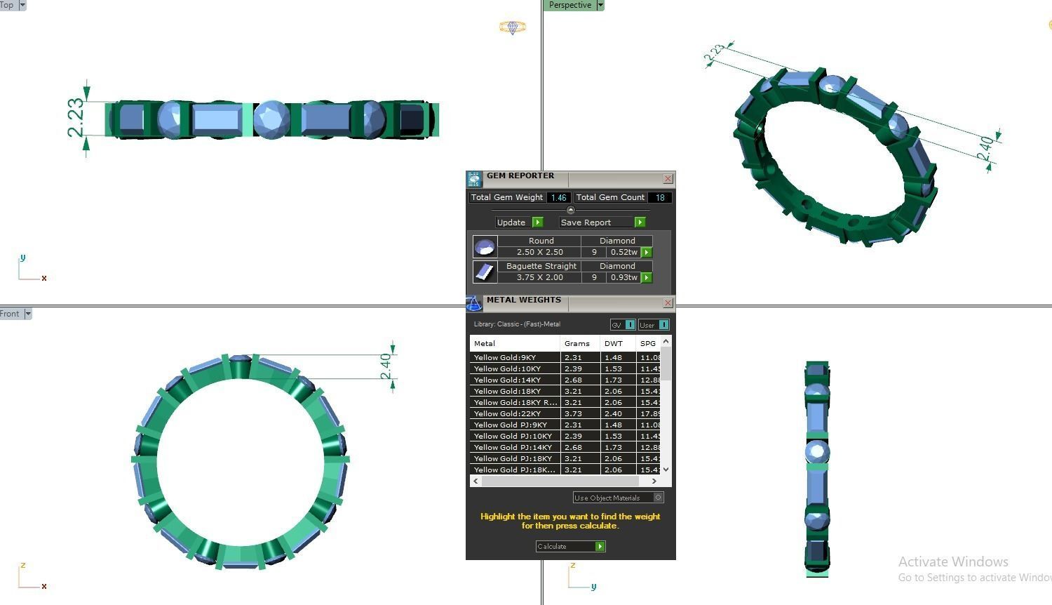 Baguette Eternity Band Diamond Ring 3dm stl render detail 3D print model_3