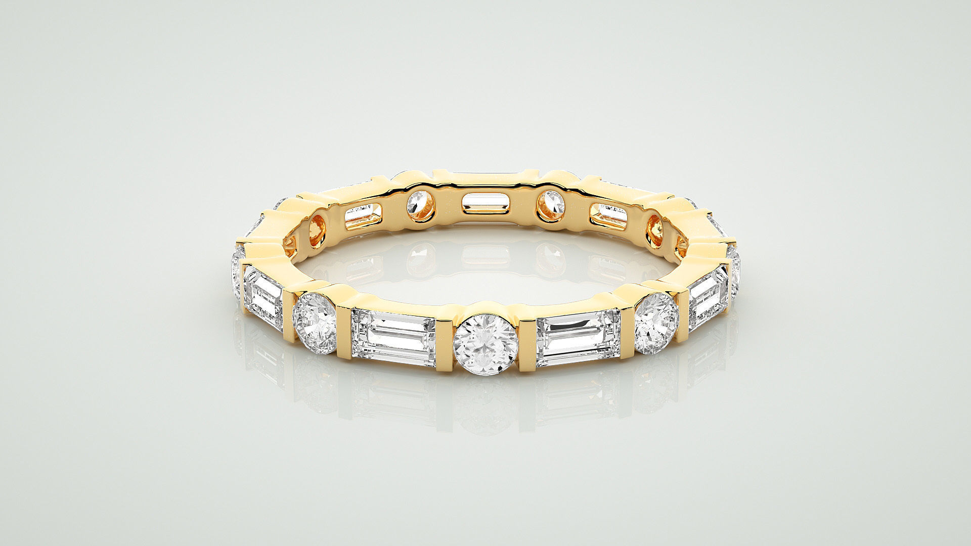 Baguette Eternity Band Diamond Ring 3dm stl render detail 3D print model_7
