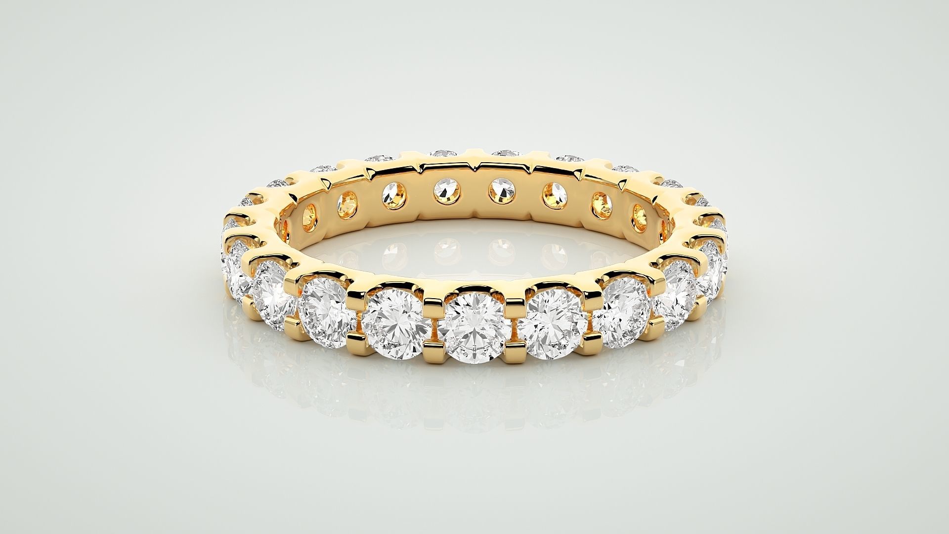 Eternity Band Diamond Ring 3dm stl render detail 3D print model_7