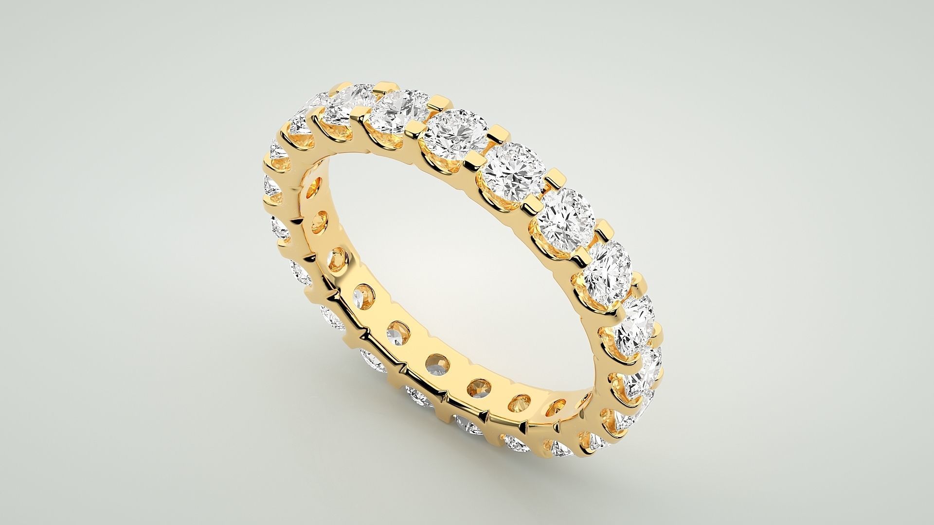 Eternity Band Diamond Ring 3dm stl render detail 3D print model_9
