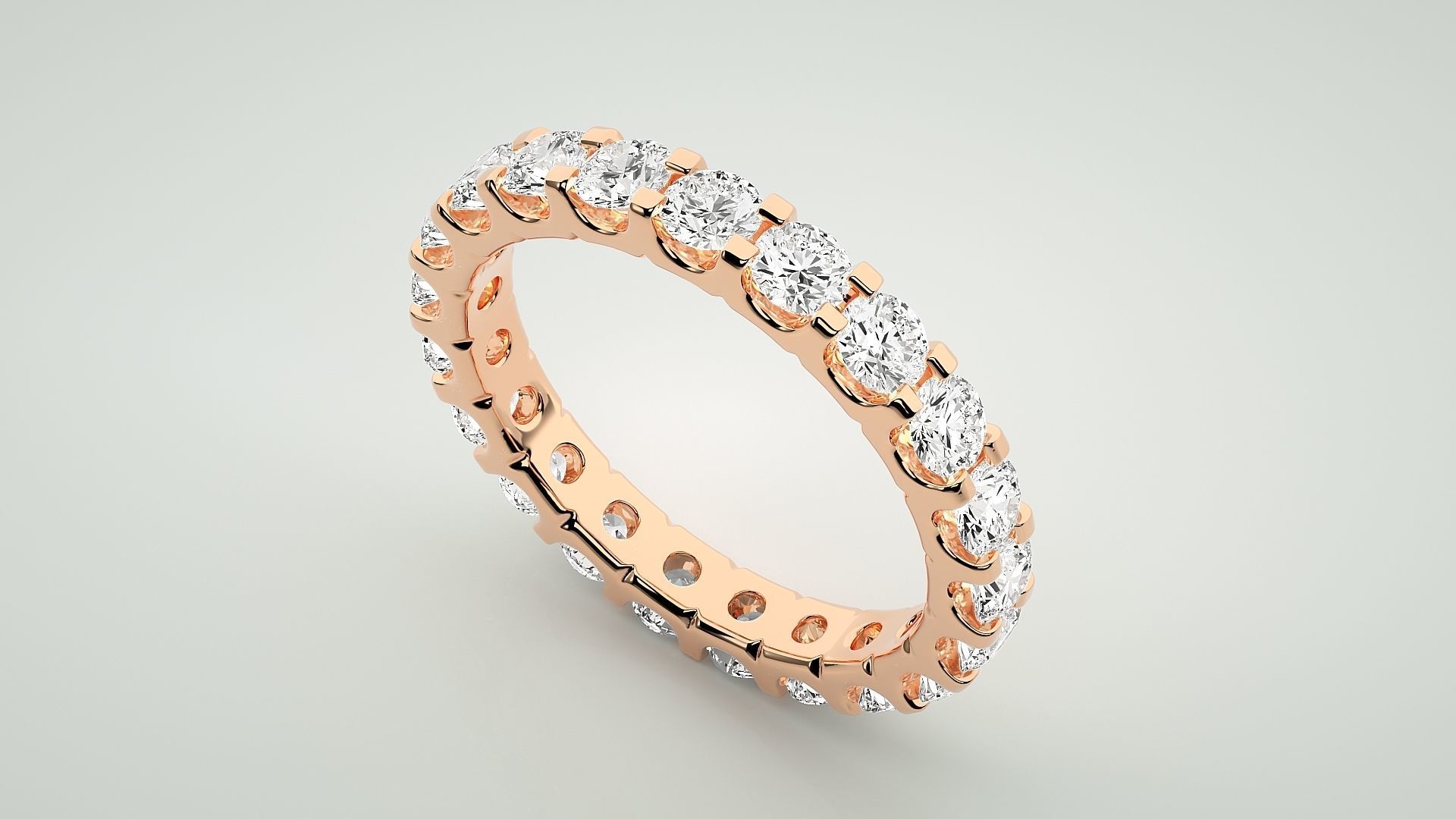 Eternity Band Diamond Ring 3dm stl render detail 3D print model_2