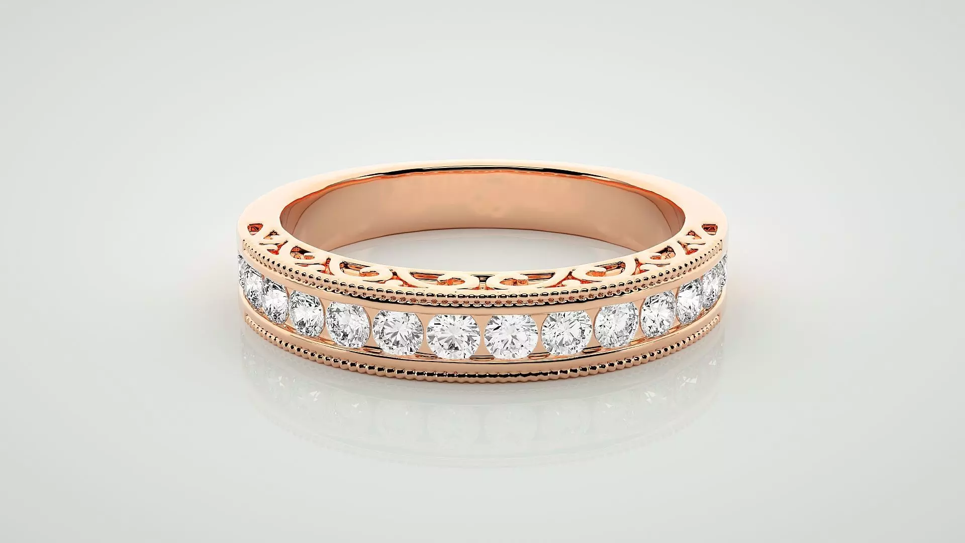Eternity Band Diamond Ring 3dm stl render detail 3D print model