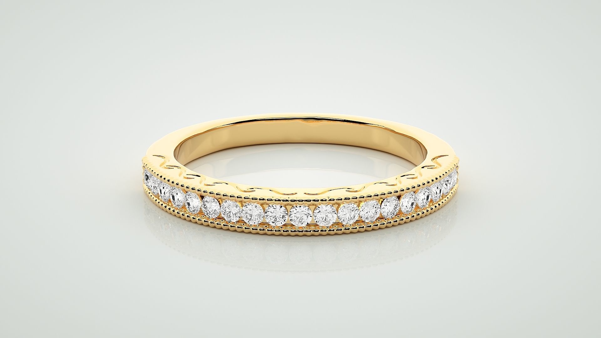 Eternity Band Diamond Ring 3dm stl render detail 3D print model_7