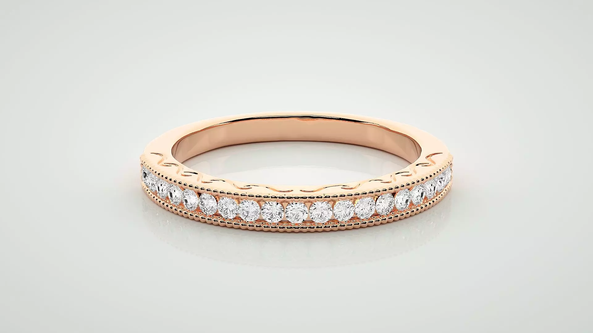 Eternity Band Diamond Ring 3dm stl render detail 3D print model_0