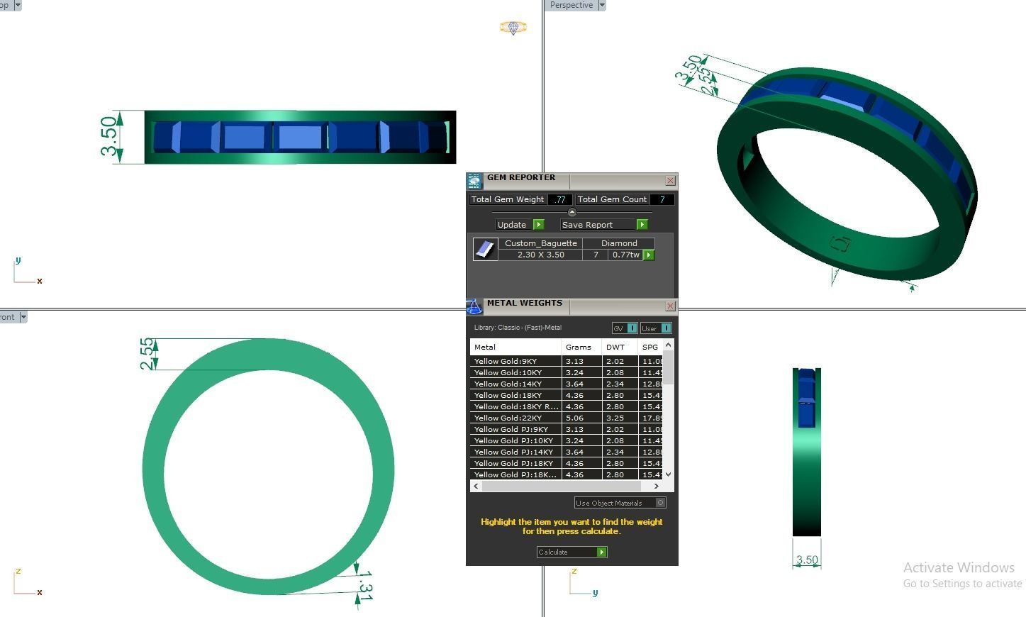 Baguette Eternity Band Diamond Ring 3dm stl render detail 3D print model_3