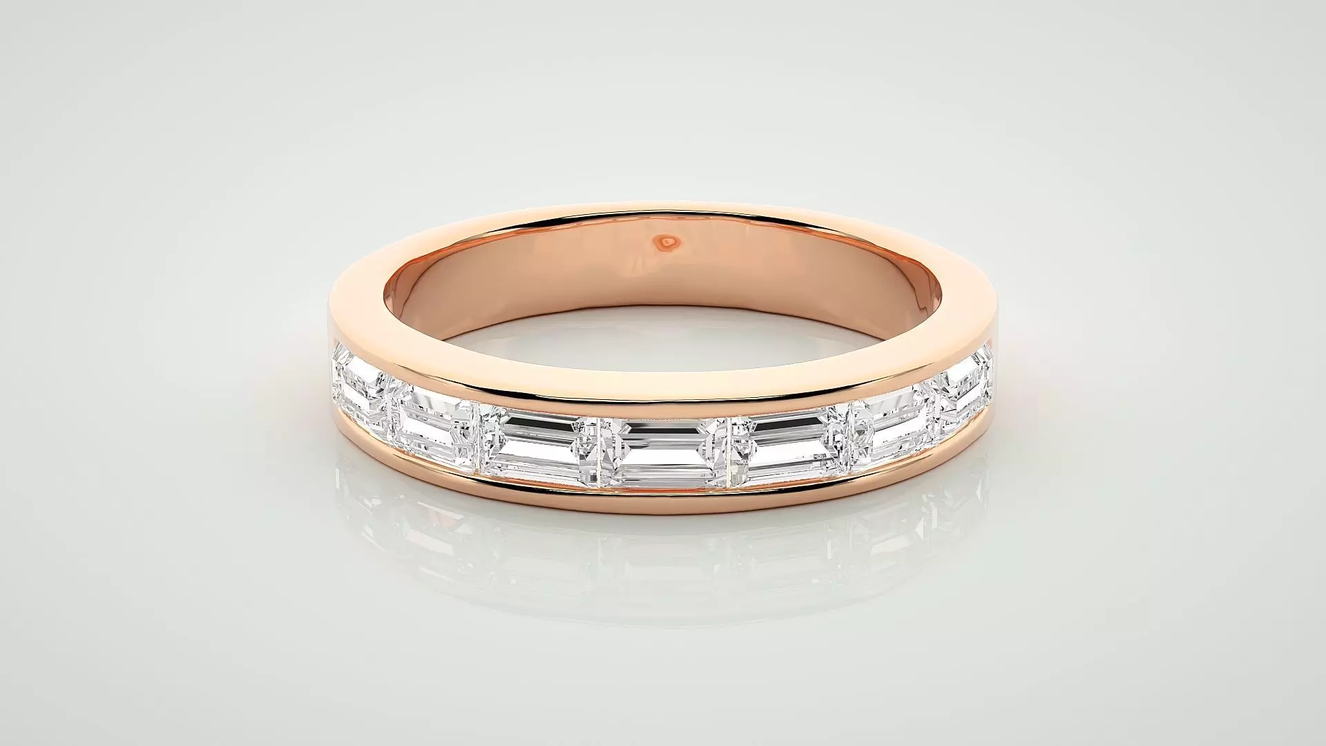 Baguette Eternity Band Diamond Ring 3dm stl render detail 3D print model_0