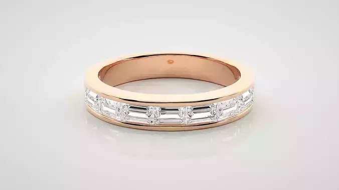Baguette Eternity Band Diamond Ring 3dm stl render detail 3D print model