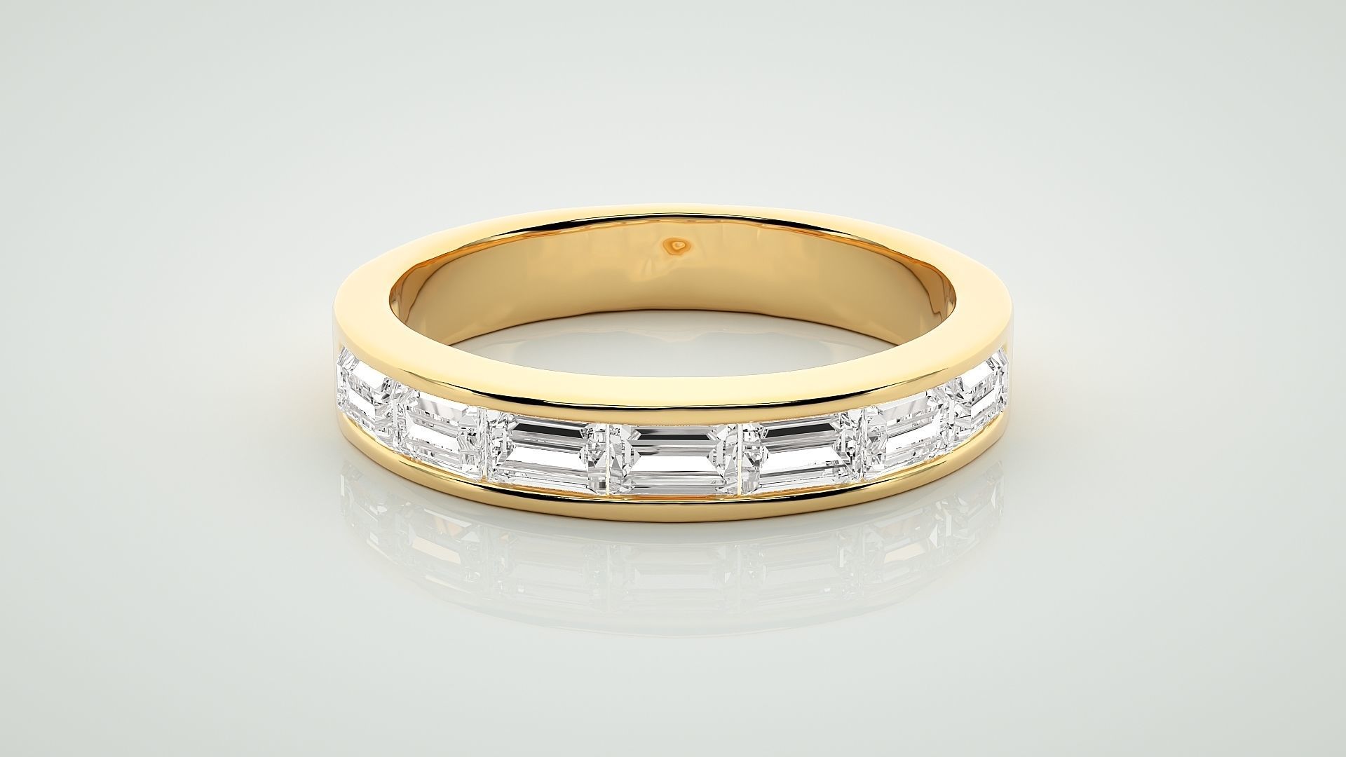 Baguette Eternity Band Diamond Ring 3dm stl render detail 3D print model_7
