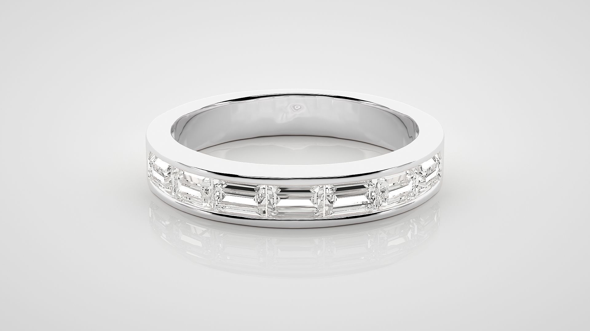 Baguette Eternity Band Diamond Ring 3dm stl render detail 3D print model_4