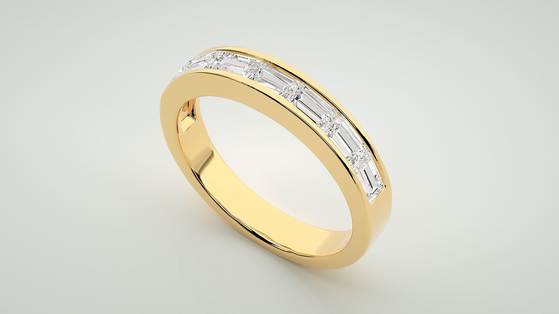 Baguette Eternity Band Diamond Ring 3dm stl render detail 3D print model_9