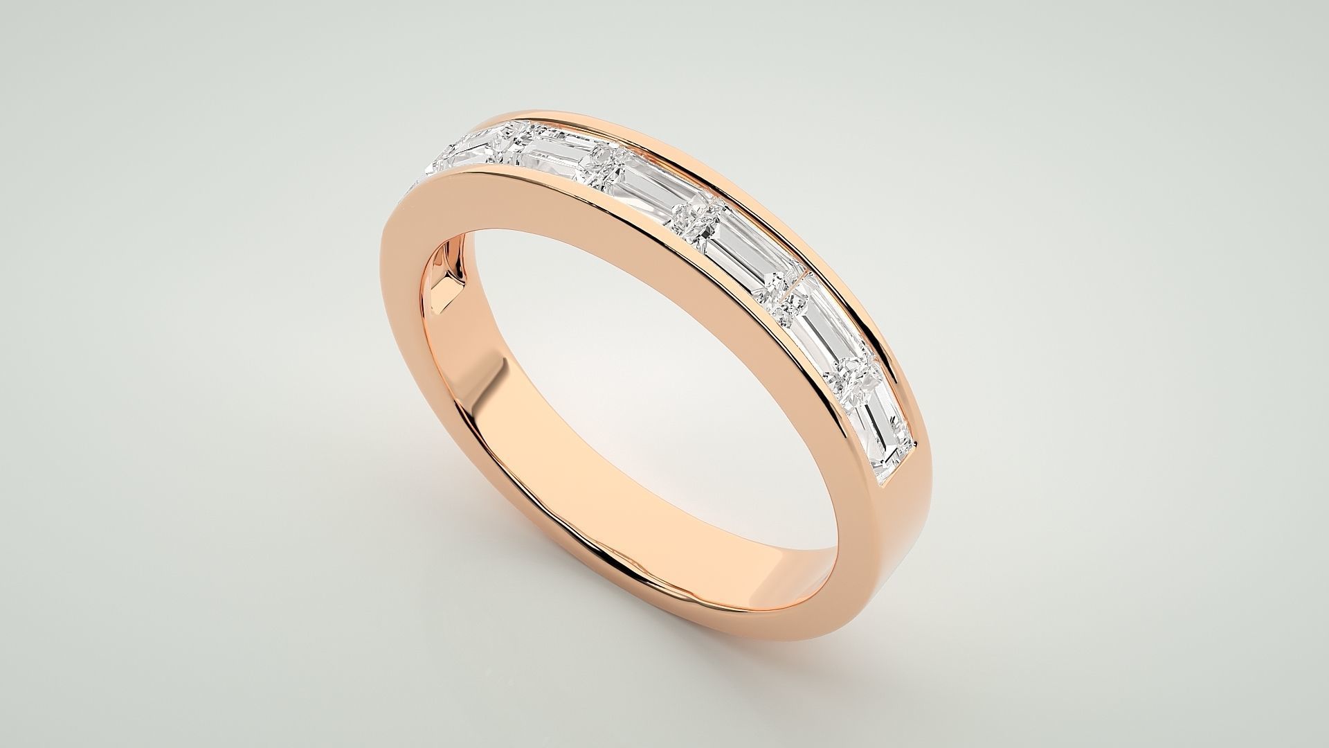 Baguette Eternity Band Diamond Ring 3dm stl render detail 3D print model_2