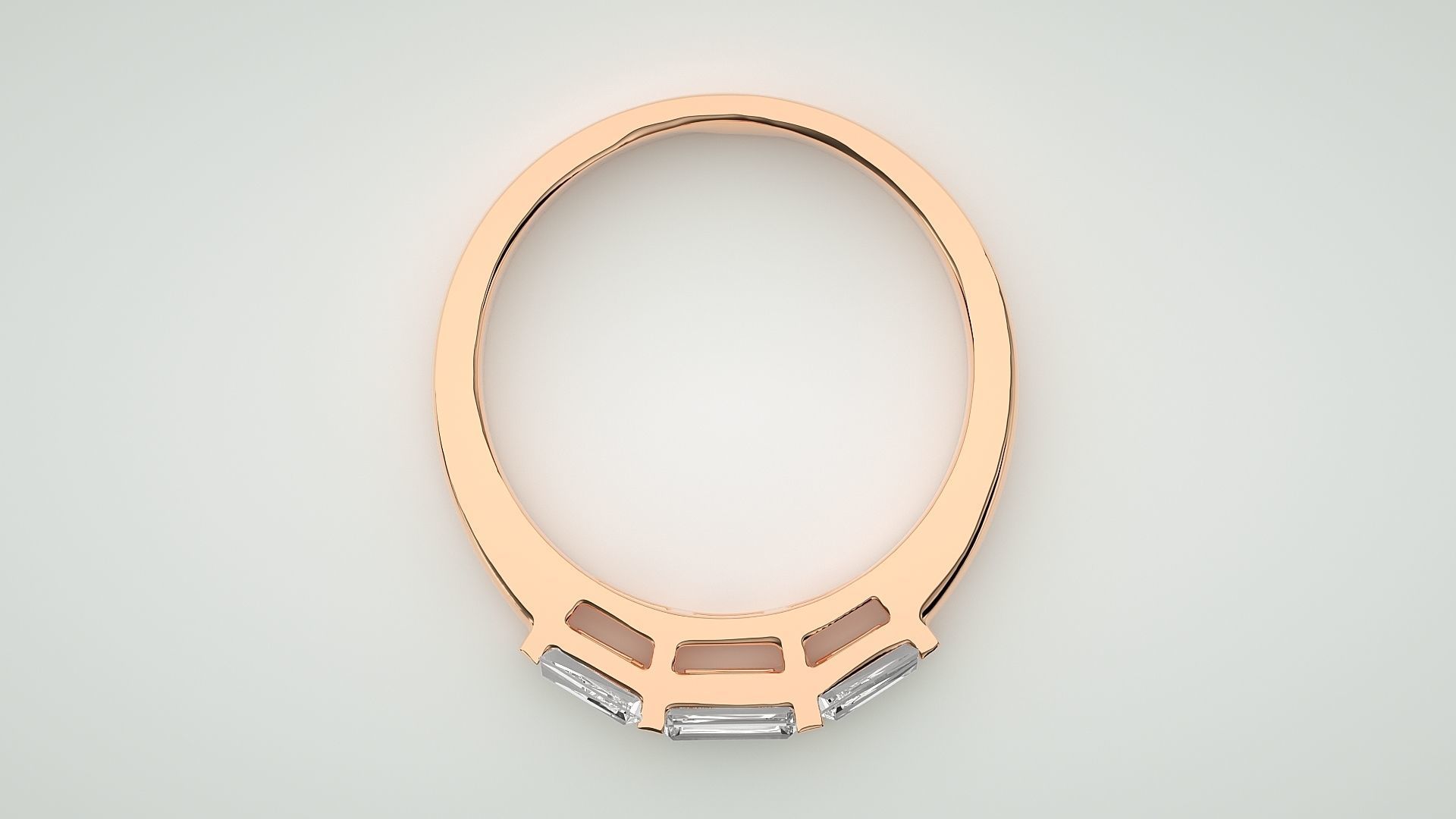 Baguette Eternity Band Diamond Ring 3dm stl render detail 3D print model_1