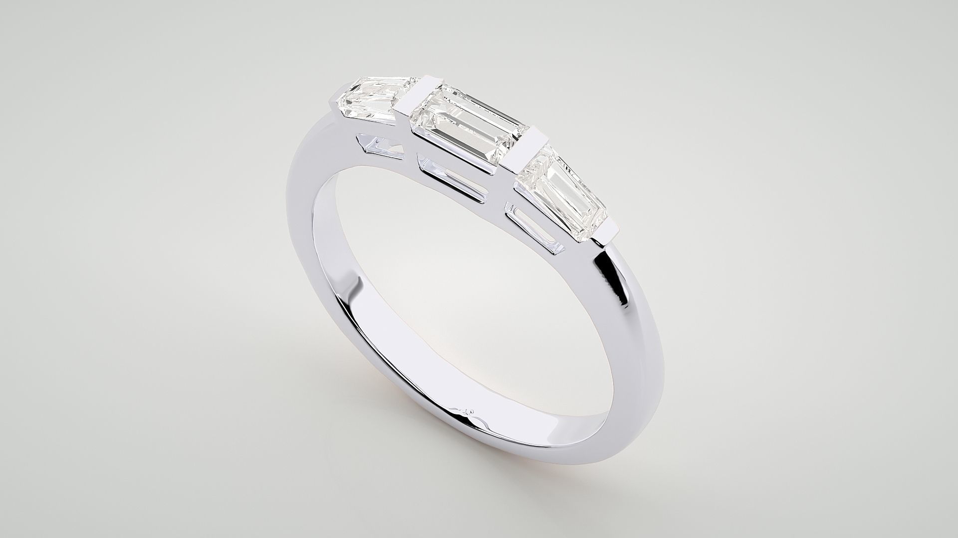 Baguette Eternity Band Diamond Ring 3dm stl render detail 3D print model_6