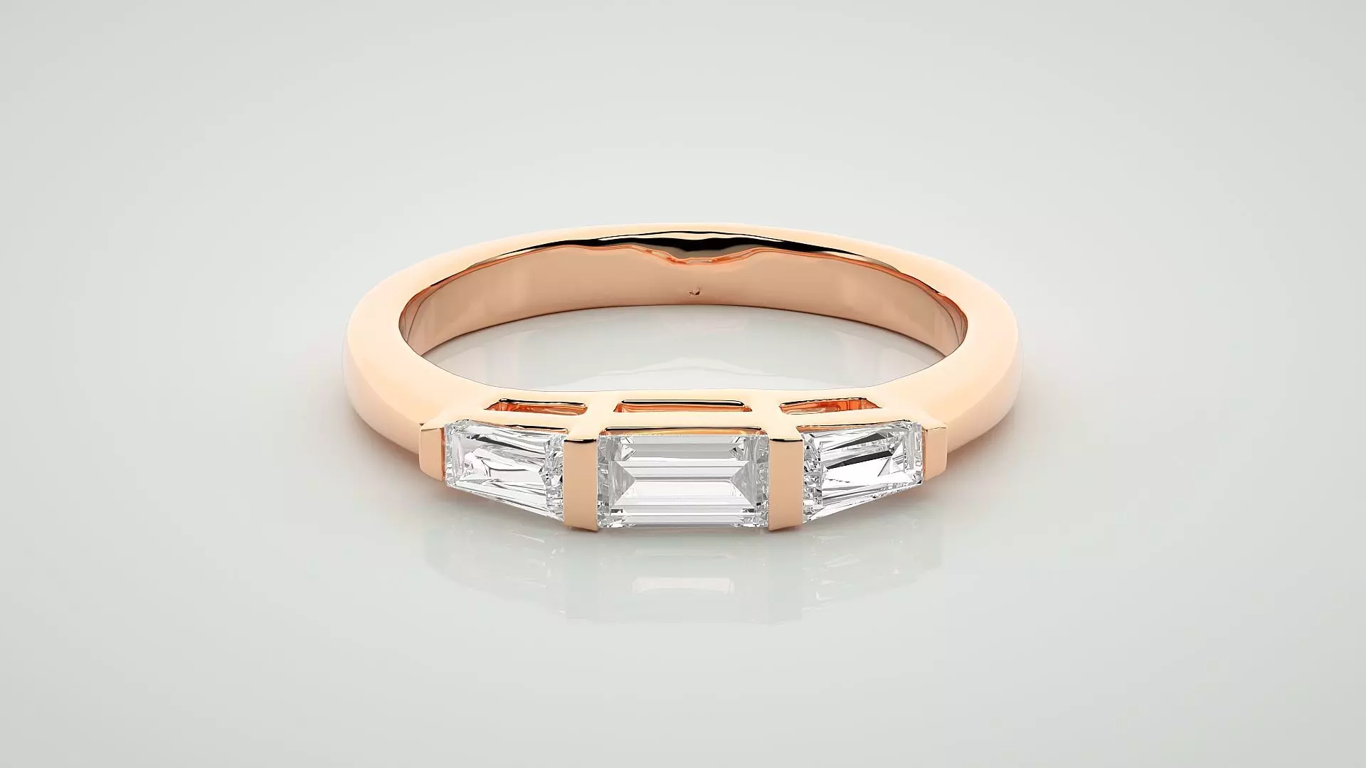 Baguette Eternity Band Diamond Ring 3dm stl render detail 3D print model_0