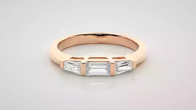 Baguette Eternity Band Diamond Ring 3dm stl render detail 3D print model
