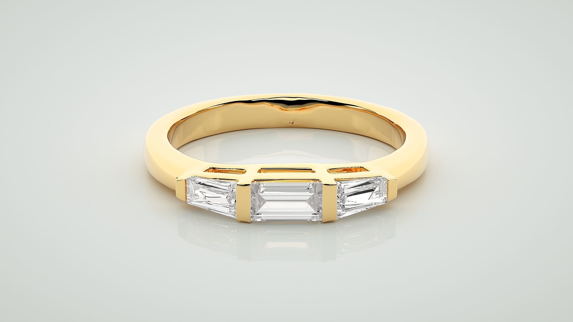 Baguette Eternity Band Diamond Ring 3dm stl render detail 3D print model_7