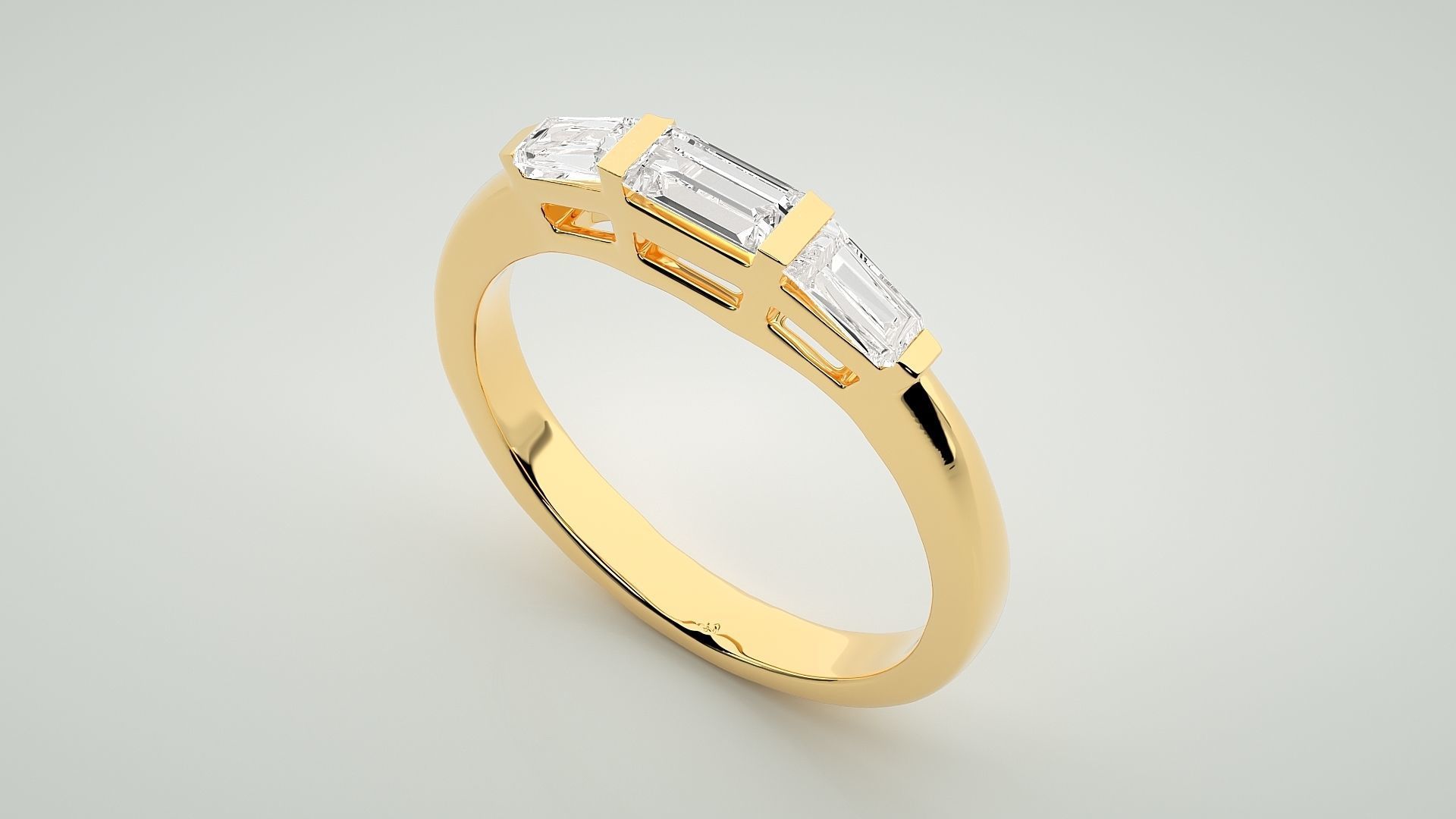 Baguette Eternity Band Diamond Ring 3dm stl render detail 3D print model_9