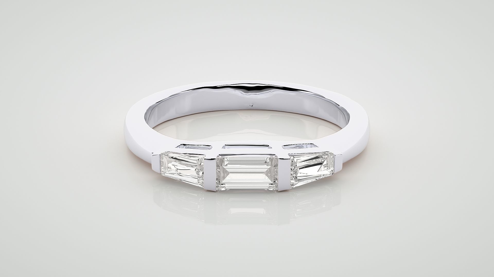 Baguette Eternity Band Diamond Ring 3dm stl render detail 3D print model_4