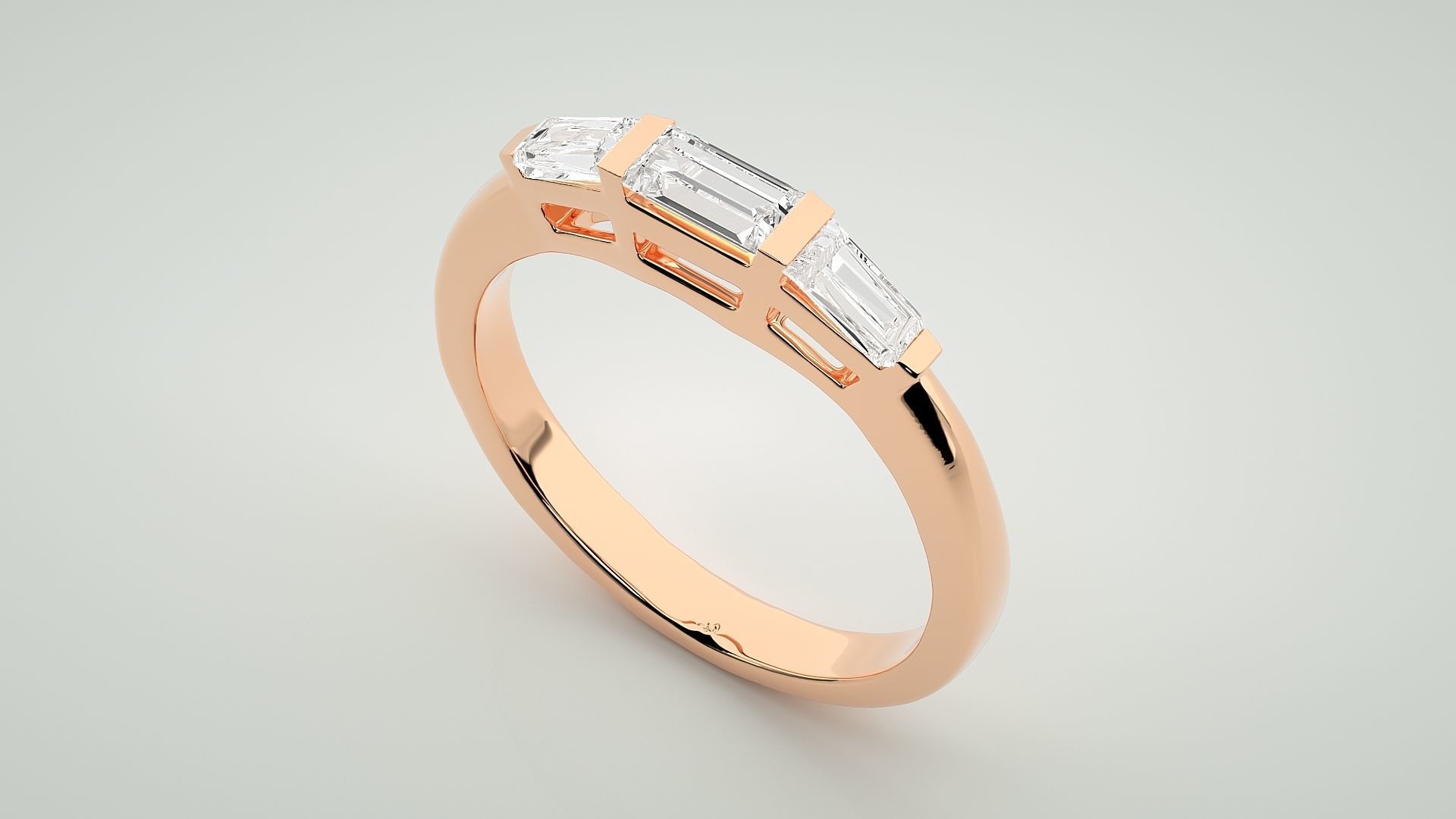 Baguette Eternity Band Diamond Ring 3dm stl render detail 3D print model_2