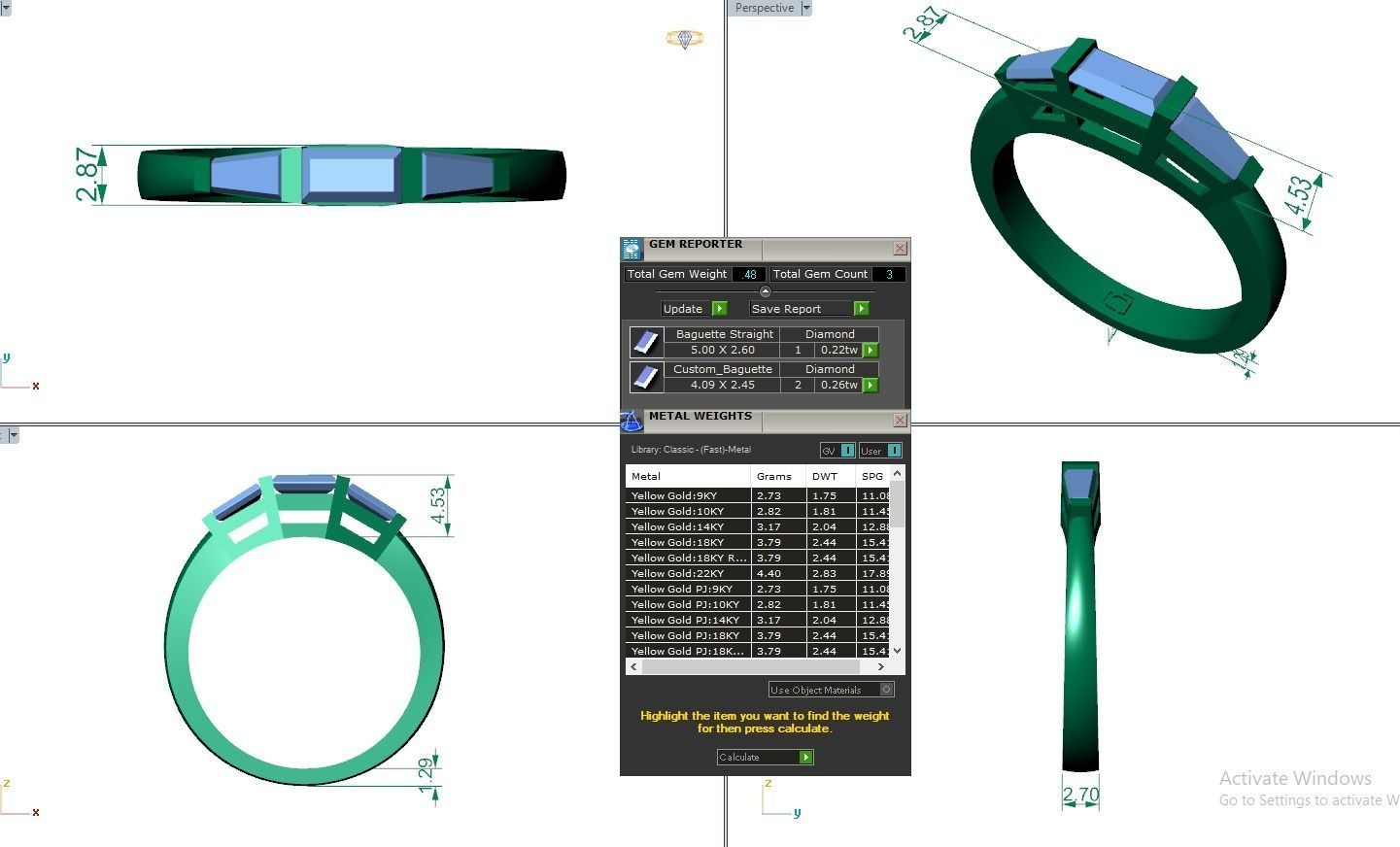 Baguette Eternity Band Diamond Ring 3dm stl render detail 3D print model_3