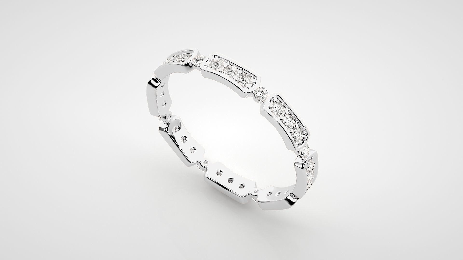 Eternity Band Diamond Ring 3dm stl render detail 3D print model_6