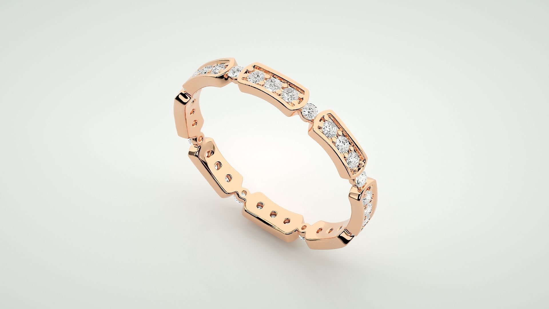 Eternity Band Diamond Ring 3dm stl render detail 3D print model_2