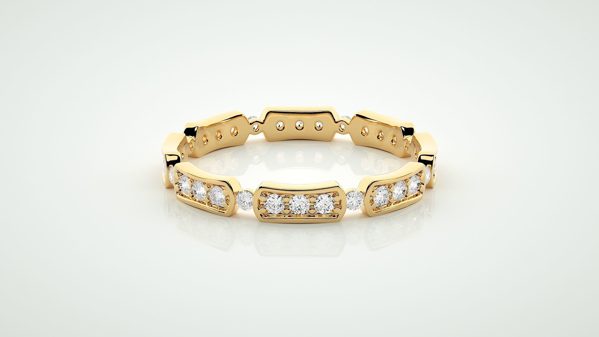 Eternity Band Diamond Ring 3dm stl render detail 3D print model_7