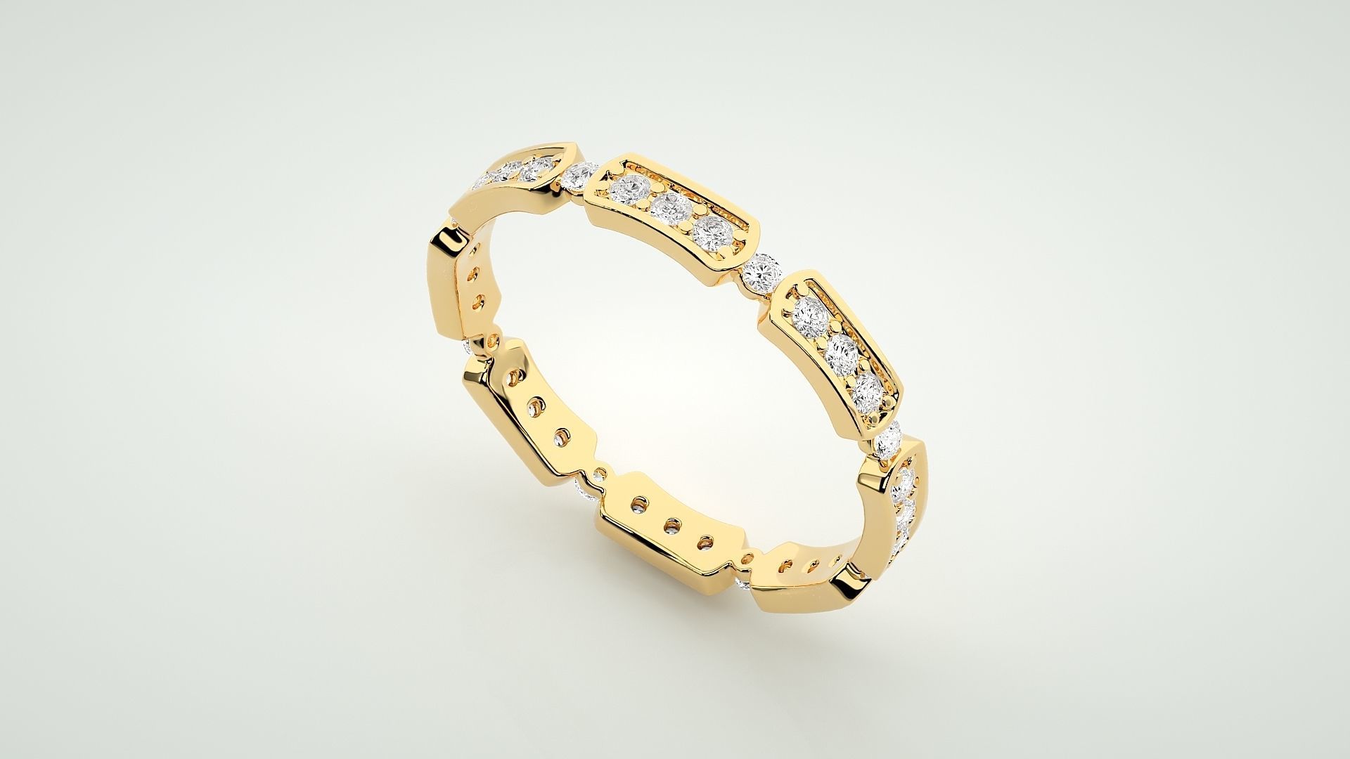 Eternity Band Diamond Ring 3dm stl render detail 3D print model_9