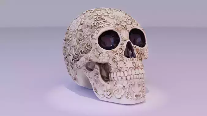 Mexican ethnic sugar skull high-poly
