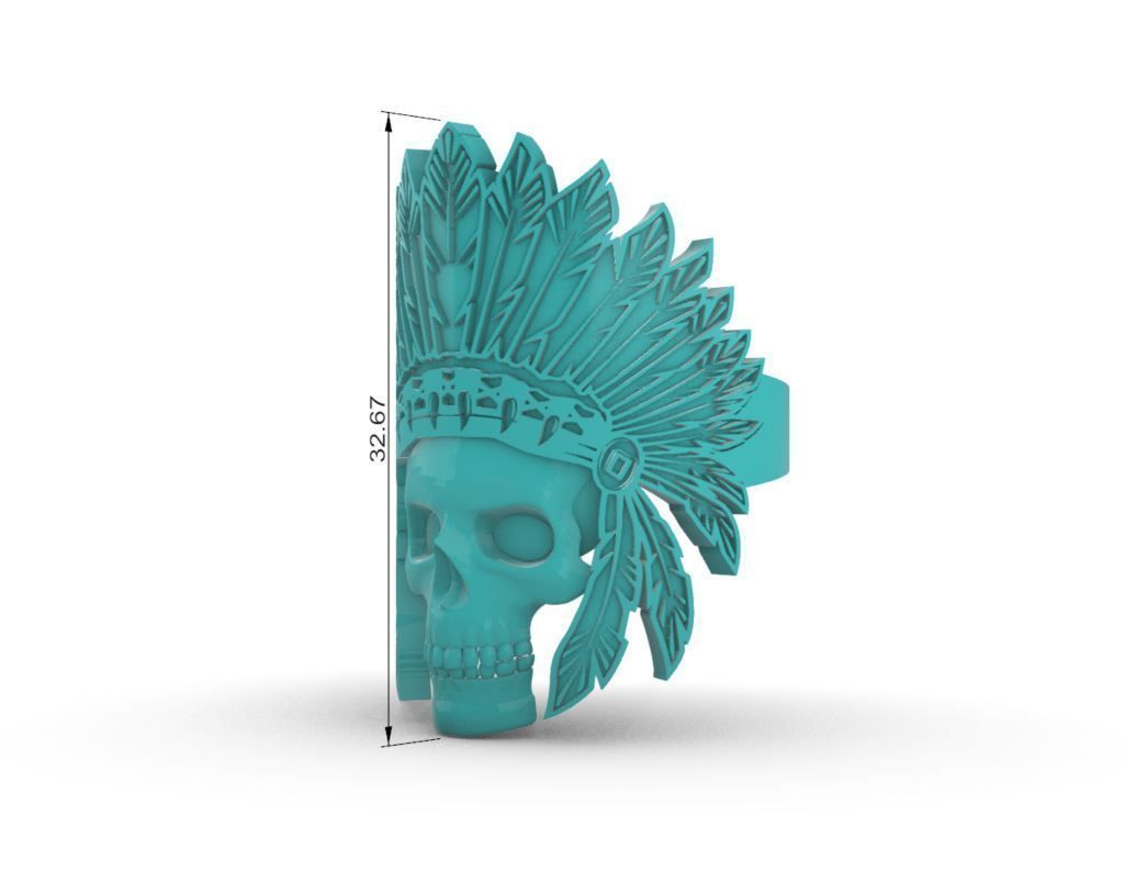 Skull native ring  3D print model_4