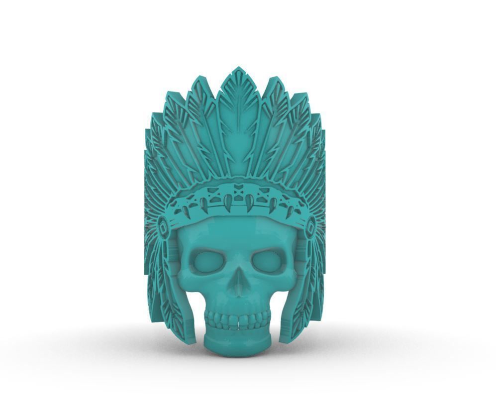 Skull native ring  3D print model_3