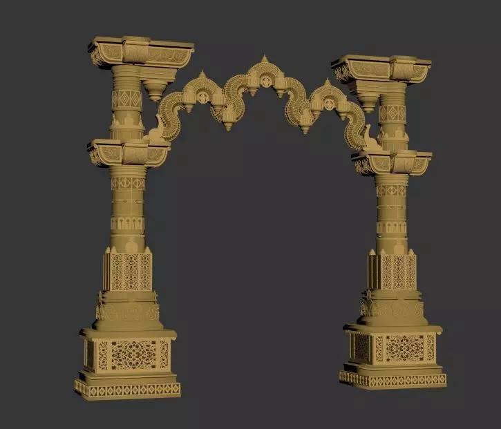 3d Temple Entrance Arch Piller 3D model_0