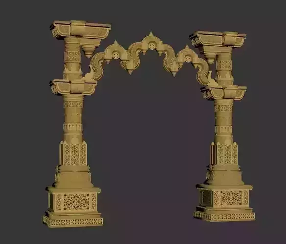 3d Temple Entrance Arch Piller