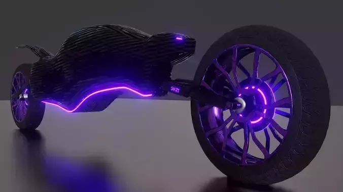Black Panther  Unmanned Motorcycle Low-poly 3D model