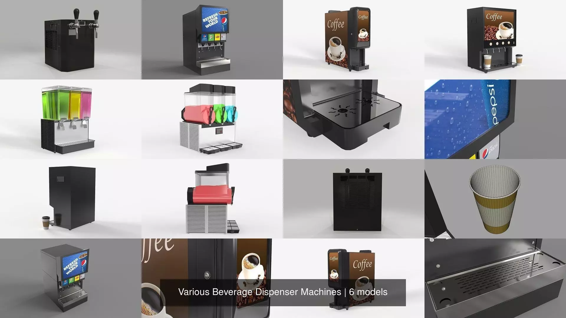 Various Beverage Dispenser Machines 3D Model Collection_0