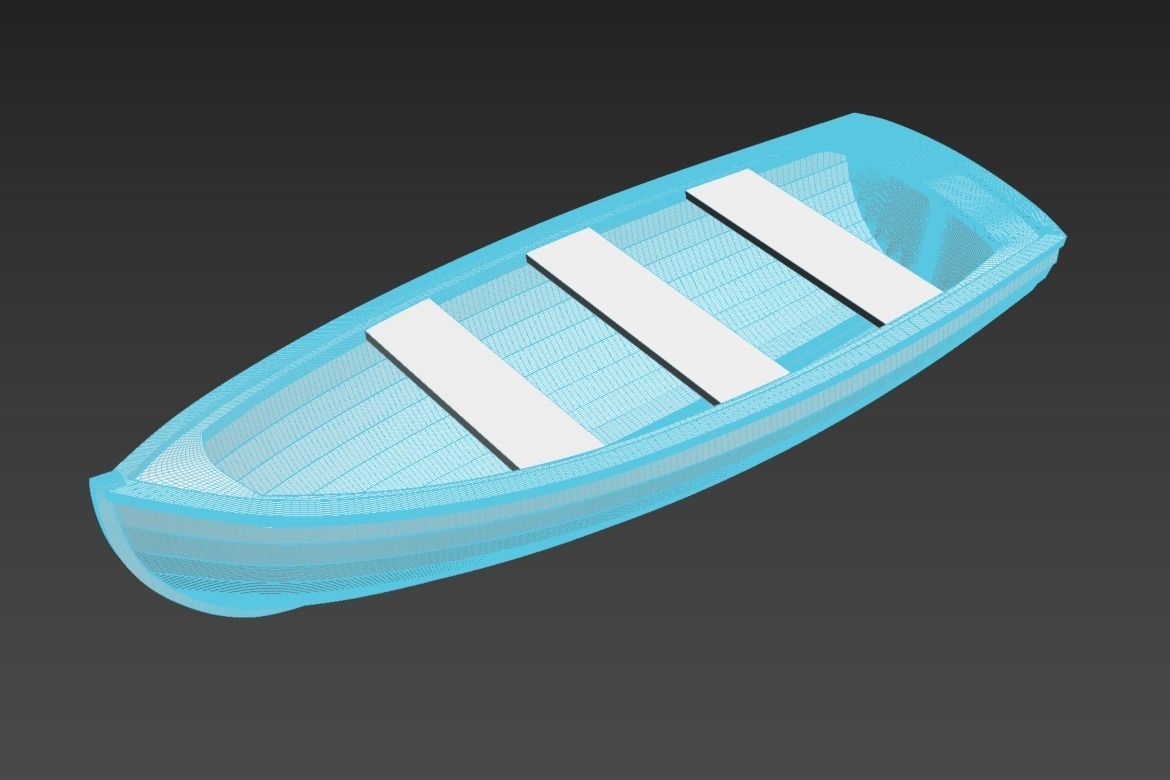 Printable HO Scale Row Boat 3D print model_2