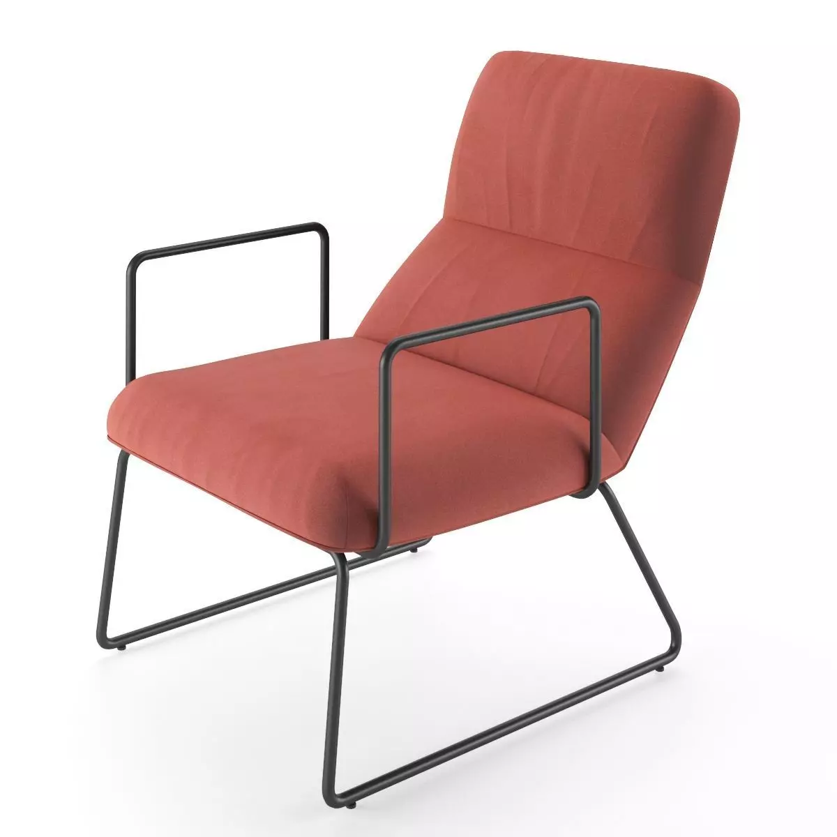 Sancale Elle Sled base fabric armchair with armrests 3D model