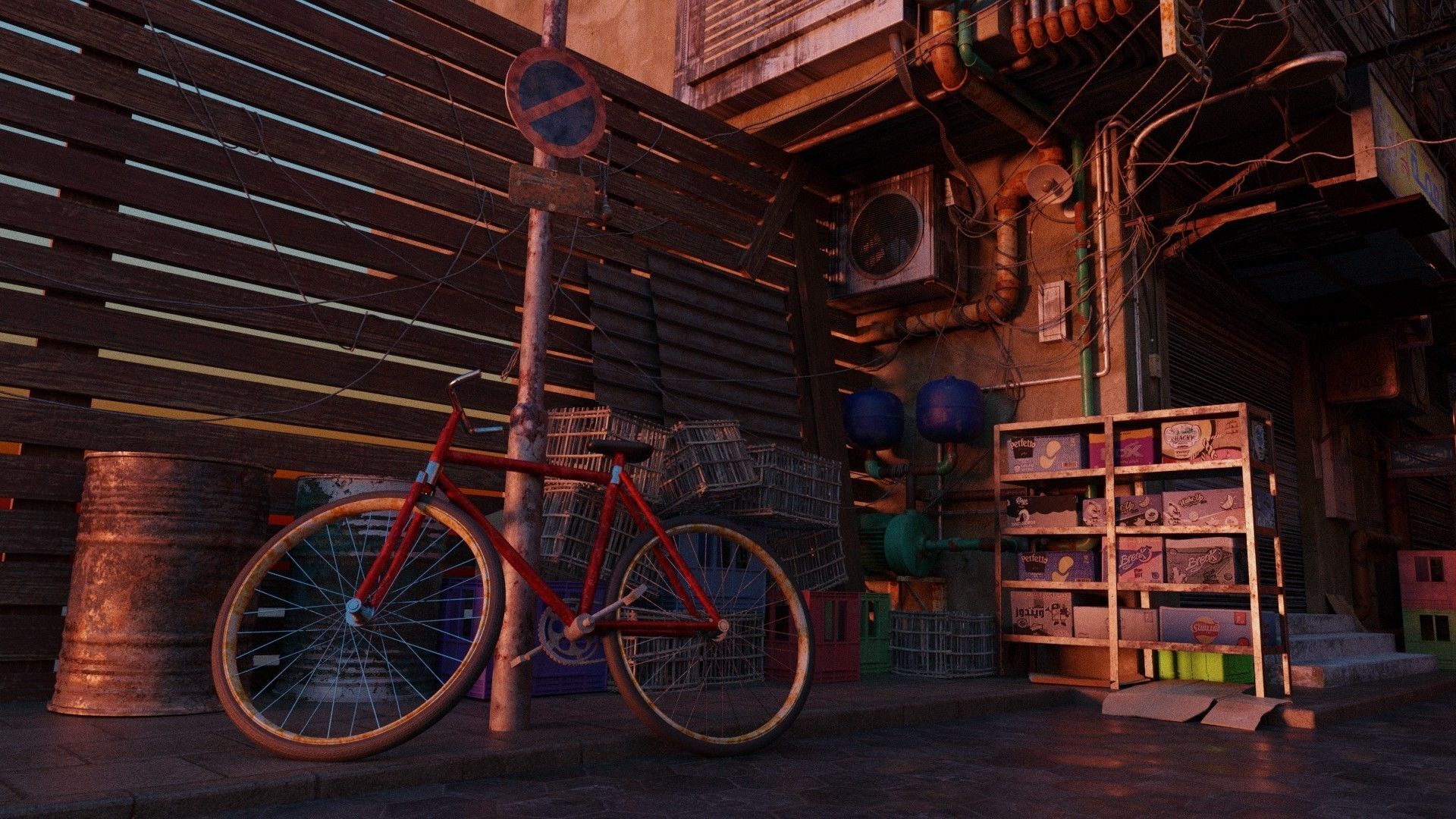 Cairo City Cyberpunk Streets - Animated Neon Signs - Day - Night 3D ...