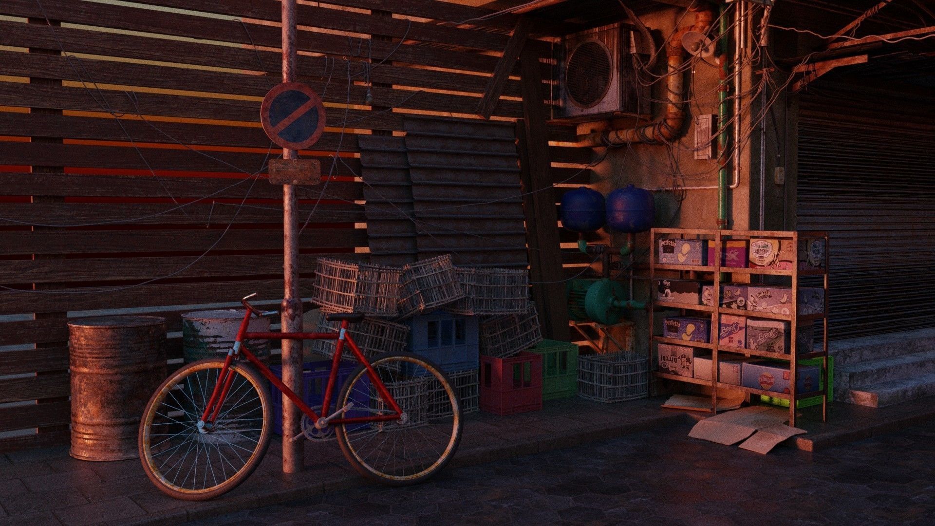 Cairo City Cyberpunk Streets - Animated Neon Signs - Day - Night 3D ...