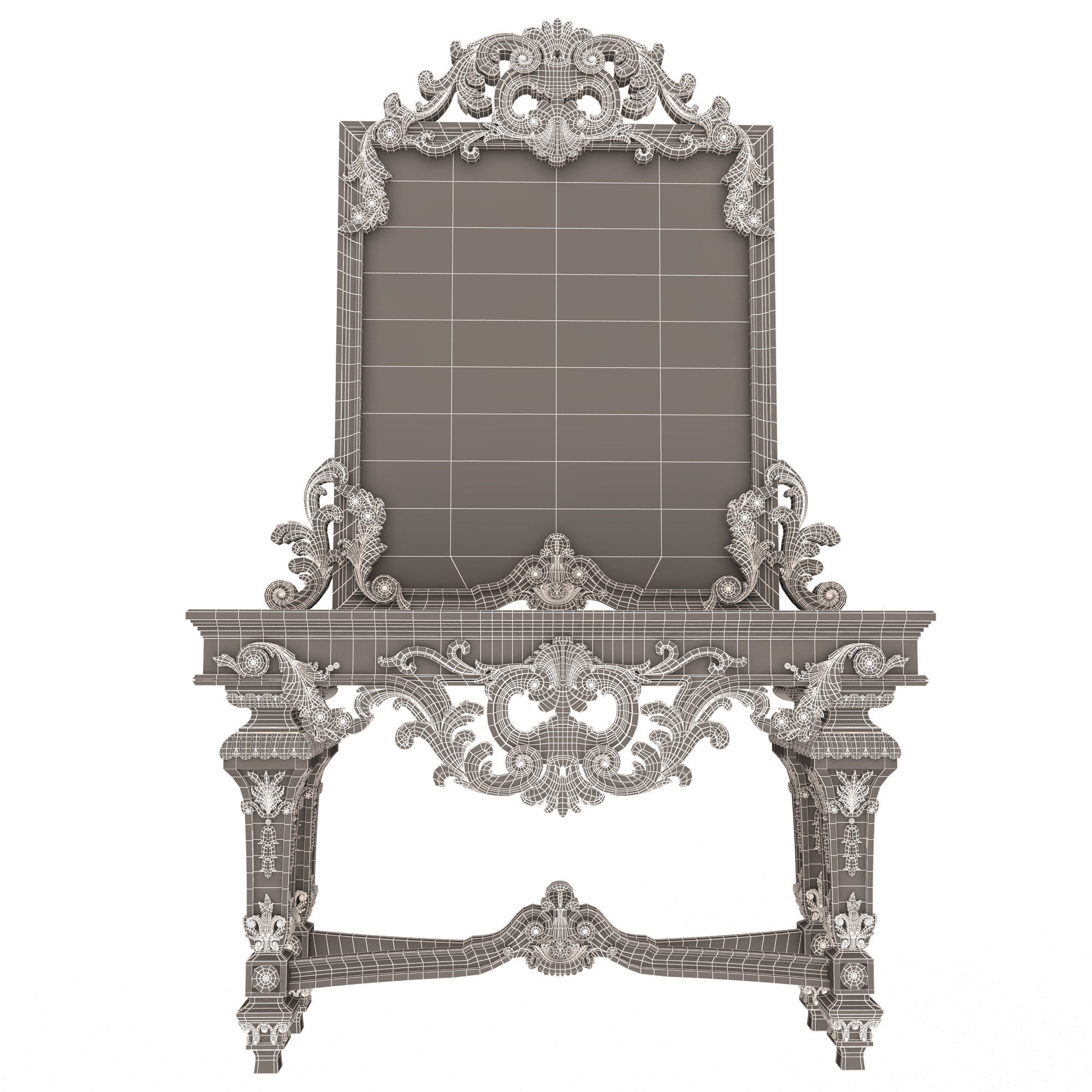 Classic Console Table with Mirror 01 Low-poly 3D model_20