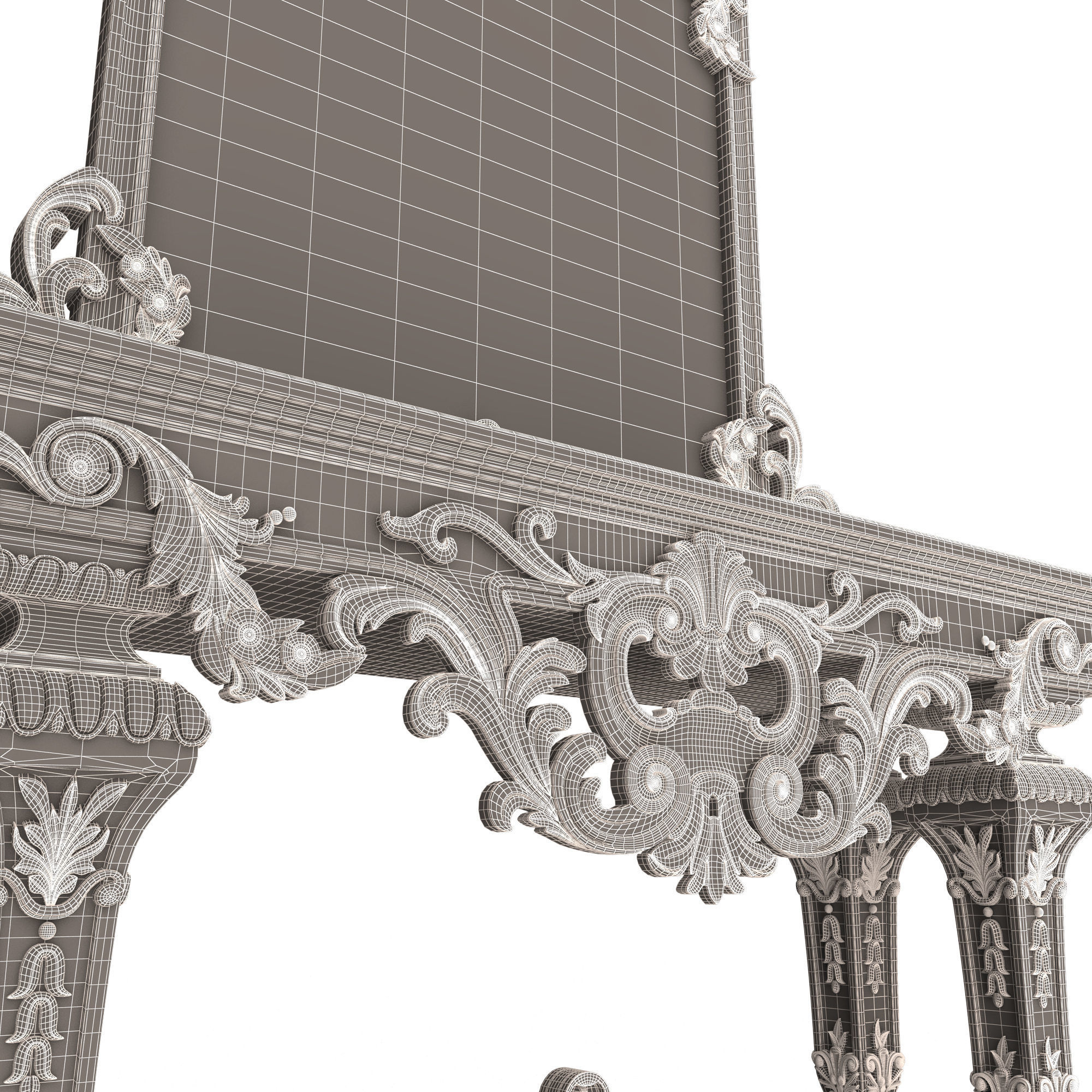 Classic Console Table with Mirror 01 Low-poly 3D model_16