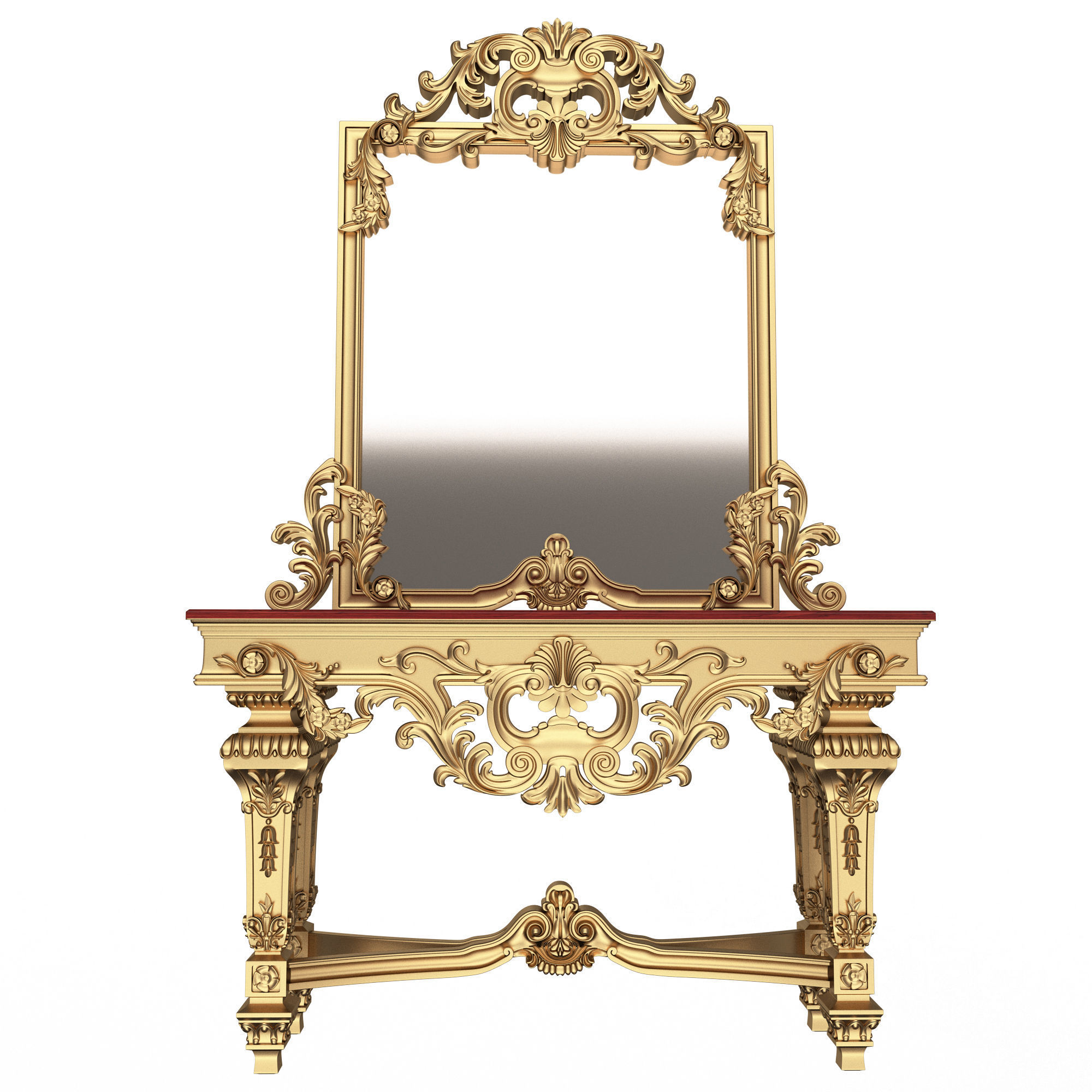 Classic Console Table with Mirror 01 Low-poly 3D model_2